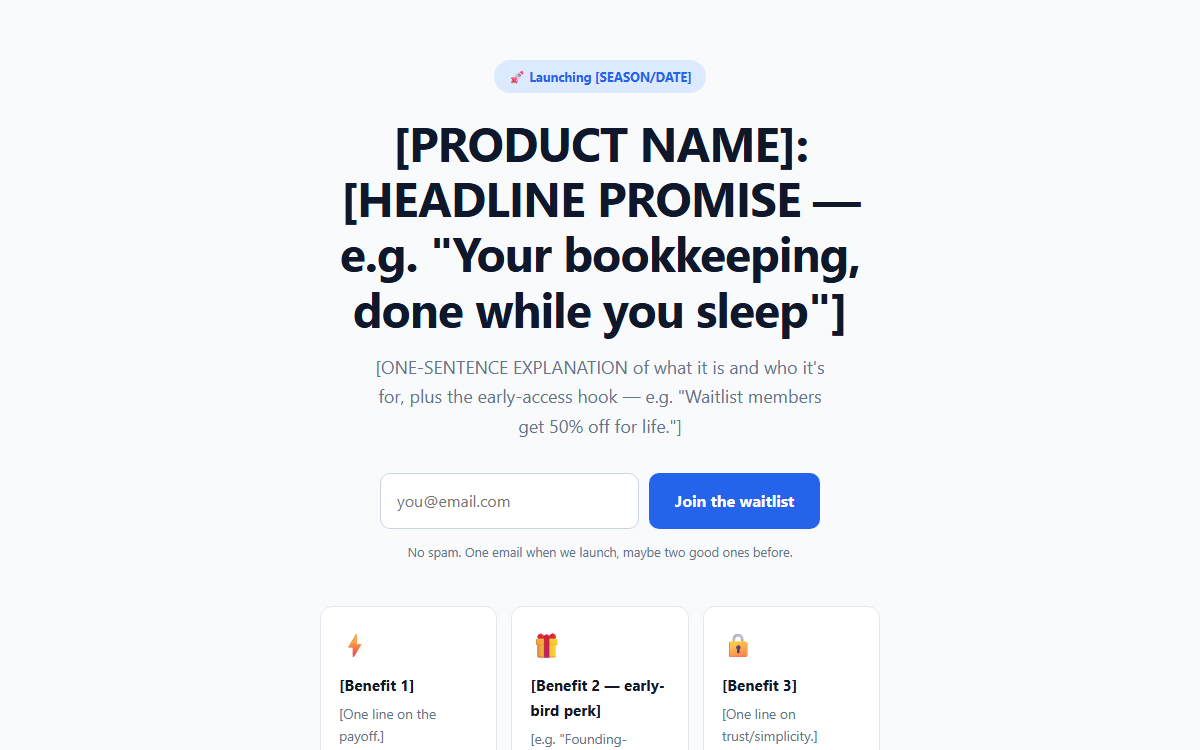 Waitlist page template